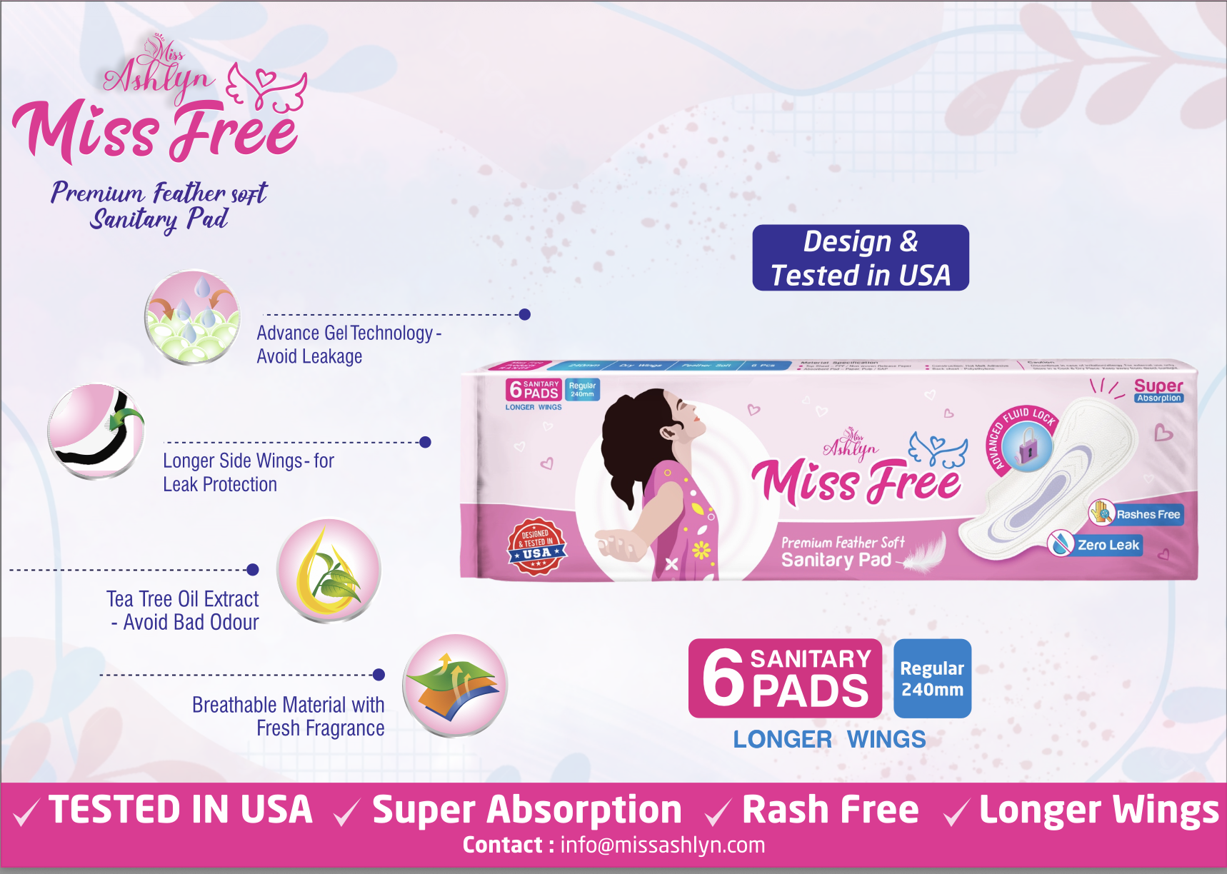 Miss Free Regular 240mm, 6 sanitary pads