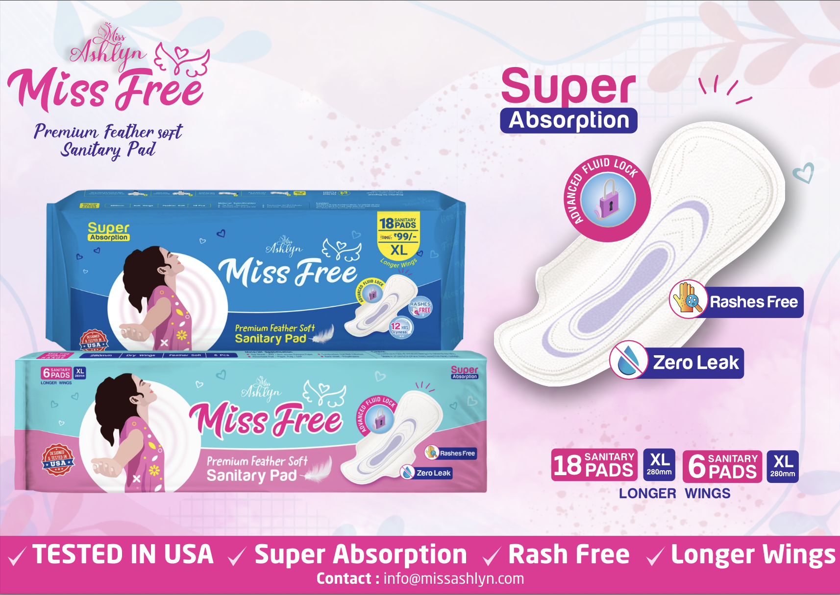 Miss Free XL 280mm, 6 sanitary pads